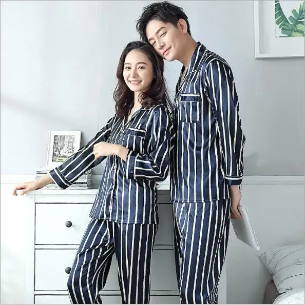 Пижама для пар в полоску весна осень Q770|couples pajamas|sleepwear setsleep clothes |