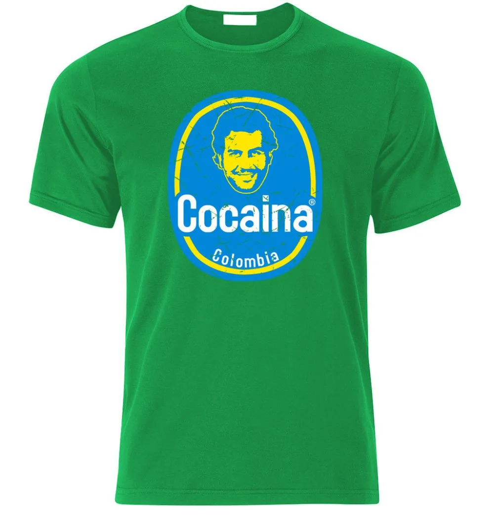 

Новинка 2019, брендовая мужская футболка с коротким рукавом, забавная Футболка с принтом Пабло, Эскобара, плота, Колумбии, Kartel Cocaina, футболка, ф...