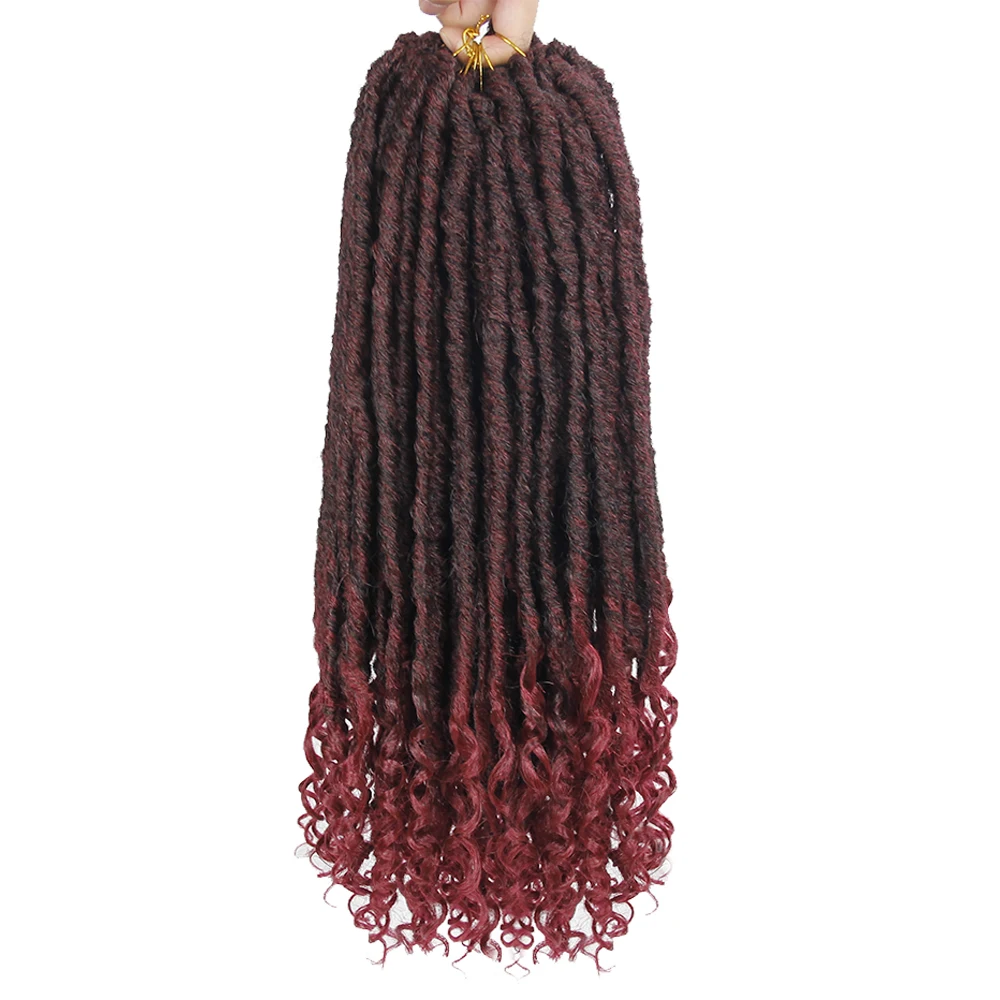 Yxcheris искусственные локоны в стиле Crochet косички 18 Inch мягкий натуральный шелк, для увеличения объема, канекалон, синтетич - Цвет: T1B/бордовый