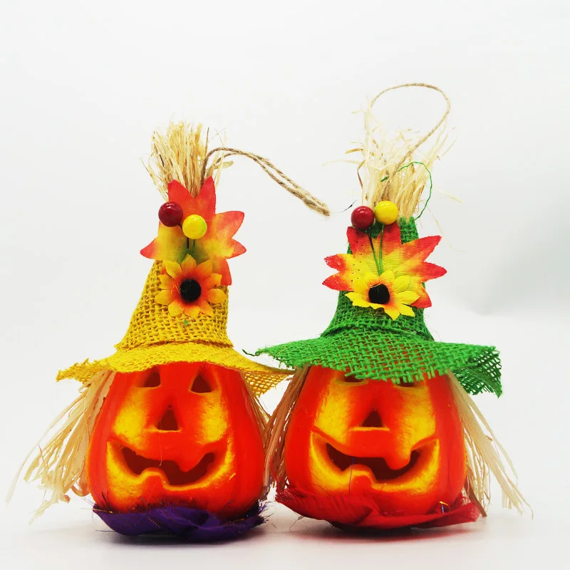 Halloween Scarecrow Pumpkin Lantern Creative LED Holiday Decor Lamp Table Light Cute Ghost Festival Props Corn Skin Safe Natural | Освещение