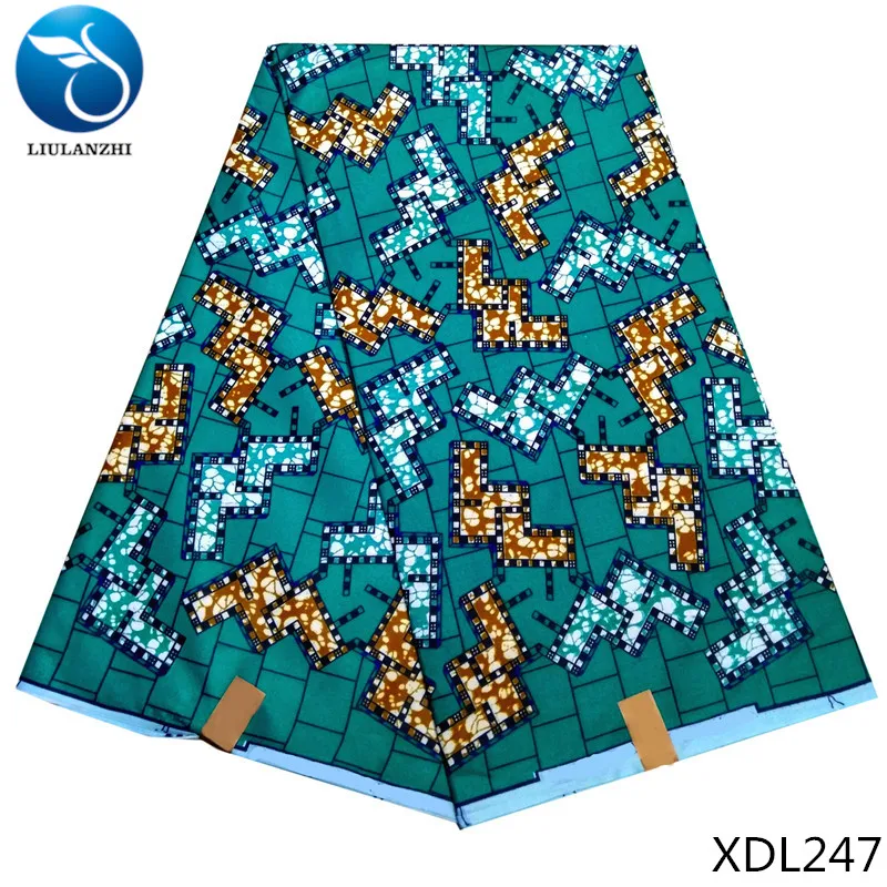 XDL247 LIULANZHI Анкара воск ткани новейший дизайн patern Зеленый Воск принты ткань для платья полиэстер ткани XDL234-XDL249 - Цвет: XDL247