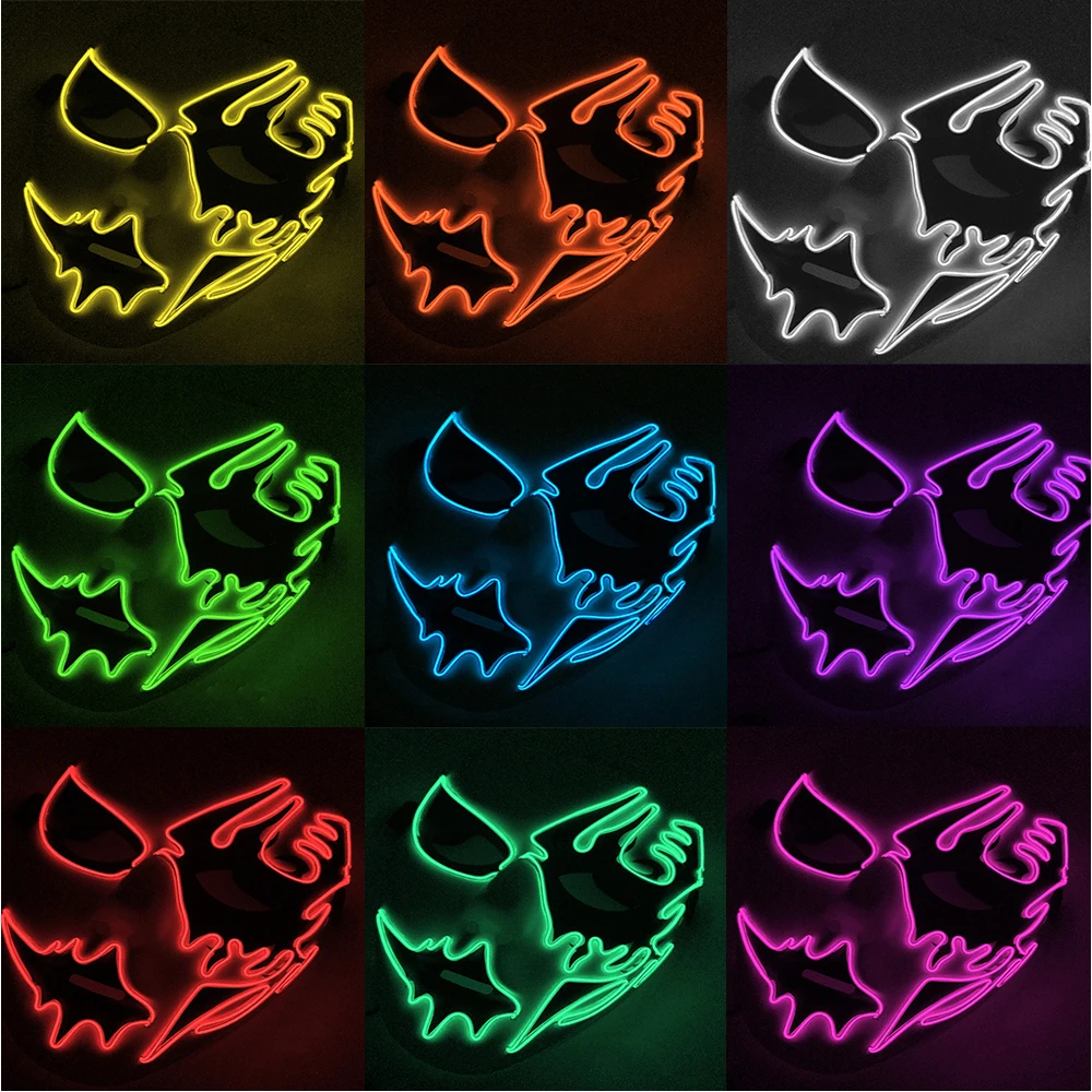 Светодиодная маска для хэллоуина маскарадные маски неоновые светящаяся в