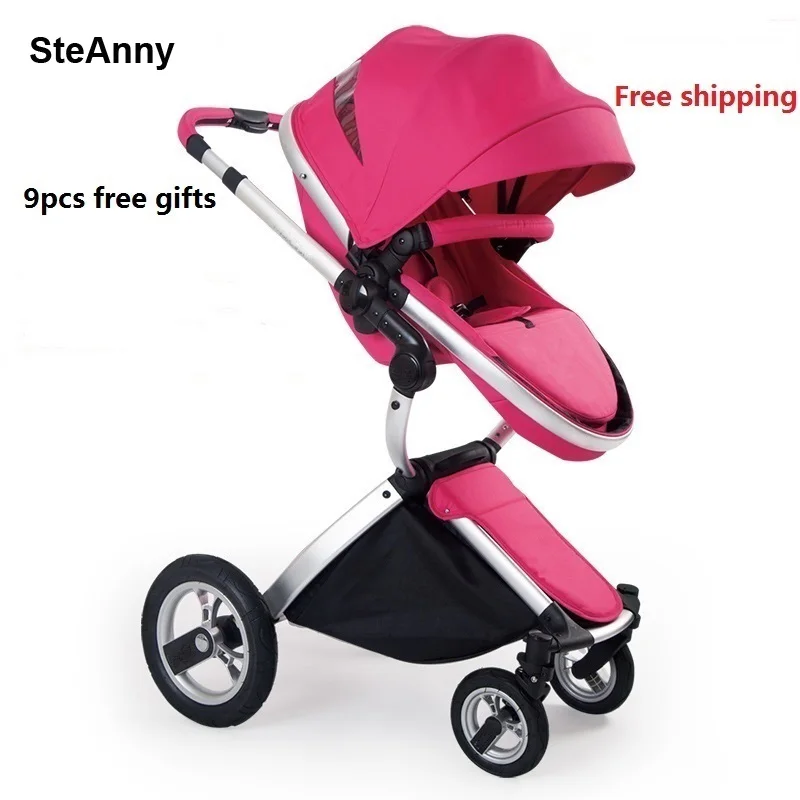 Pink with Oxford SteAnny Роскошная детская коляска модный Немецкий Дизайн Переносная Складная коляска костюм для сидения и лежа - Цвет: Pink with Oxford