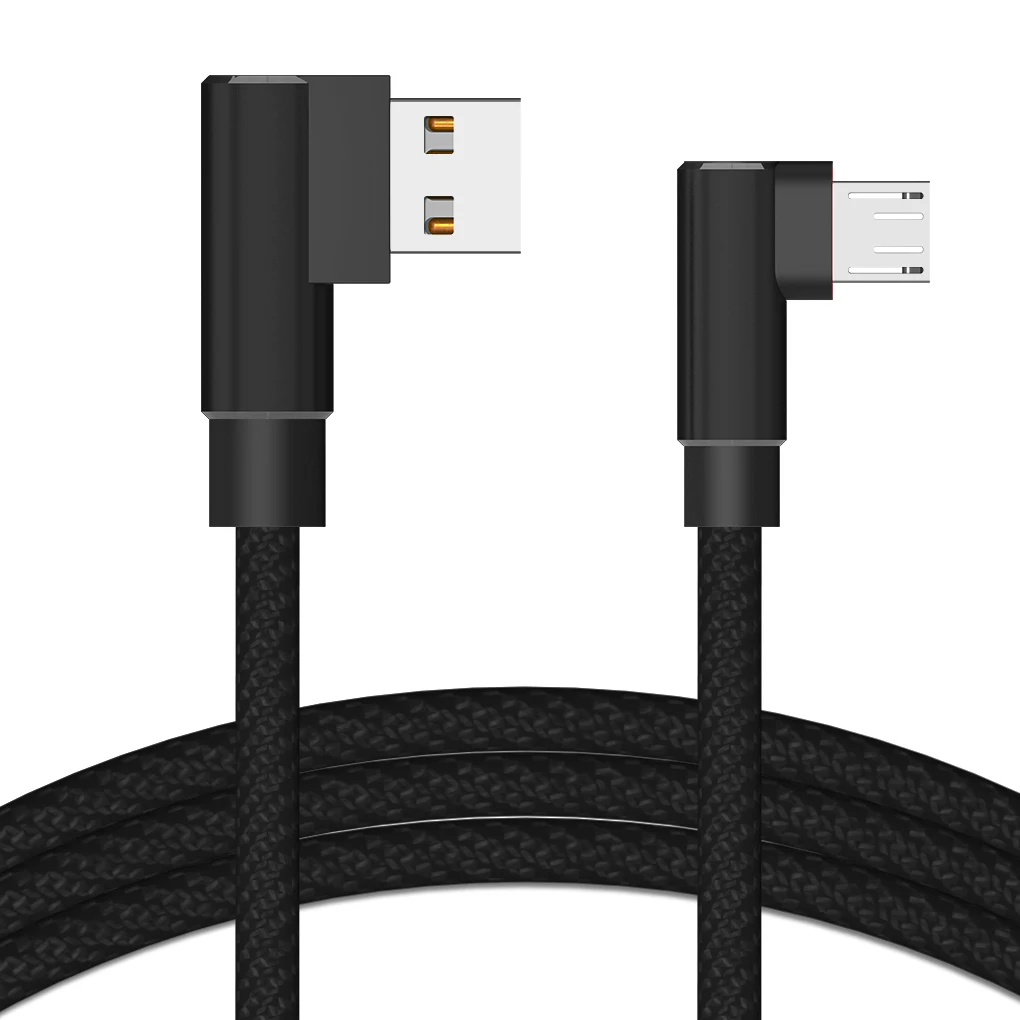 8 Pin Type-C Micro USB 1m Charging Cable Double Elbow USB Cable 2A Sync Data Nylon Woven TPE for Android IOS - Color: NO.1