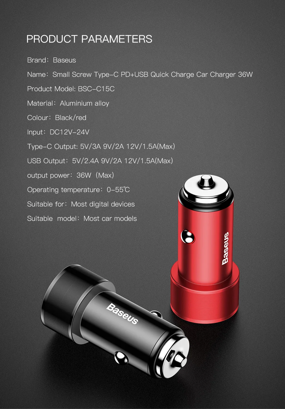 Baseus 36 Вт двойной USB Quick Charge QC 3,0 Автомобильное зарядное устройство для iPhone usb type-C PD быстрое зарядное устройство для мобильного телефона быстрое зарядное устройство автомобильное зарядное устройство