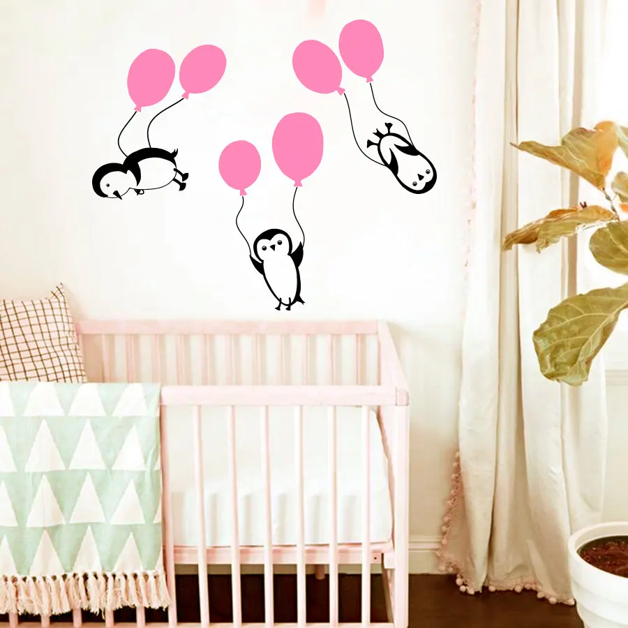 Виниловая наклейка из 3 предметов Пингвины шары детская Настенная Наклейка на