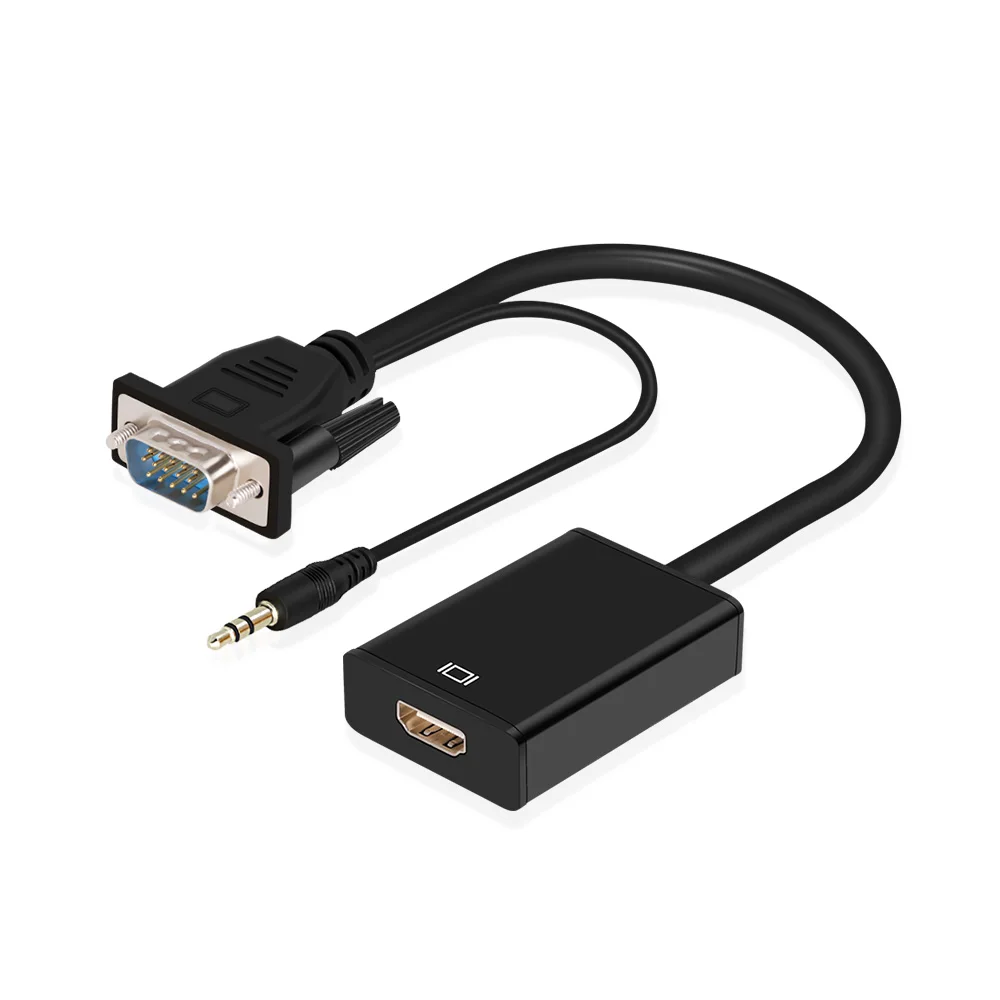 Преобразователь из VGA в HDMI 1080P с аудио AV конвертер HD ТВ Видео кабель VGA2HDMI адаптер для мужчин и женщин для ТВ ПК ноутбука