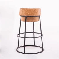 simple modern nordic round circle bar stool soft oak wood seat metal iron wooden leisure coffee bar counter stool high footstool