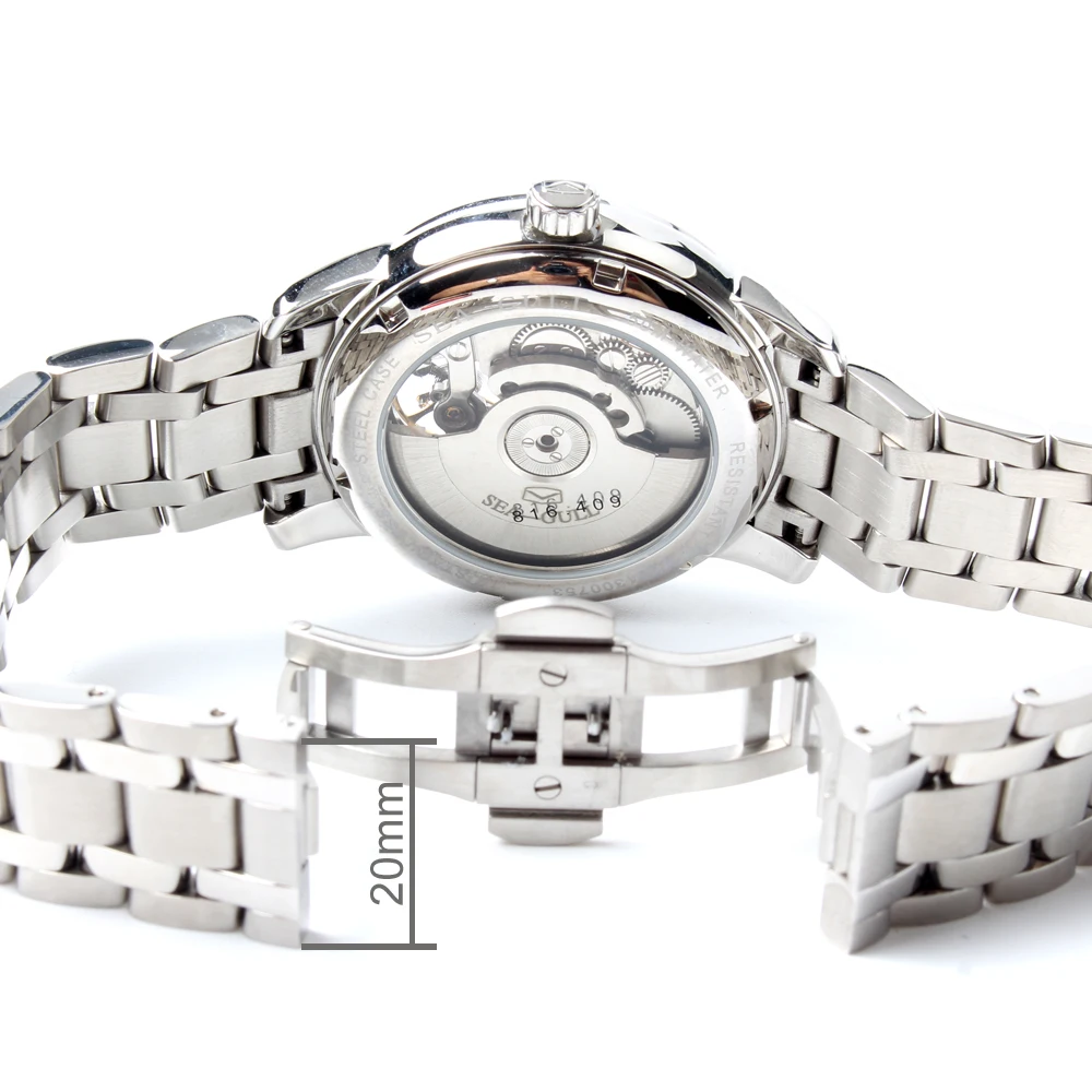 Часы Seagull Grande с датой маховик самоходный скелет 3 руки автоматические