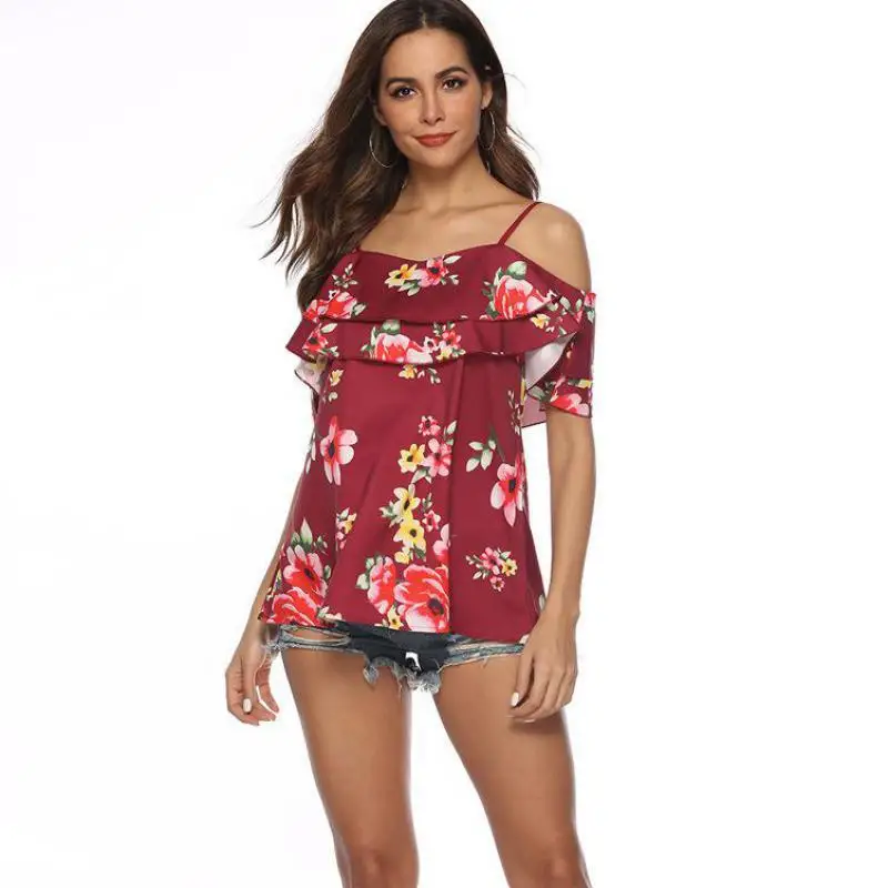 Женская летняя Свободная кофта с принтом в виде листьев лотоса | одежда