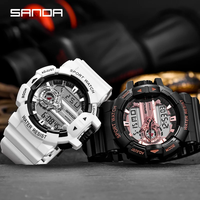 Мужские спортивные часы SANDA наручные с цифровым светодиодом роскошные армейские