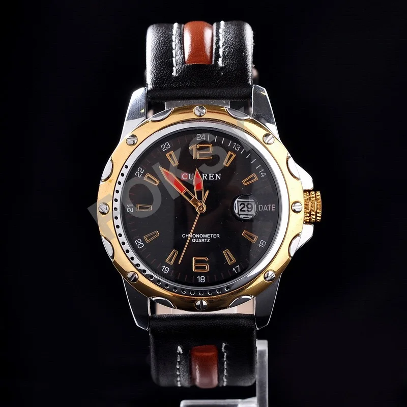 Luxury Brand CURREN горячее надувательство Часы Мужчины Кожаный Ремешок Кварцевые Мода