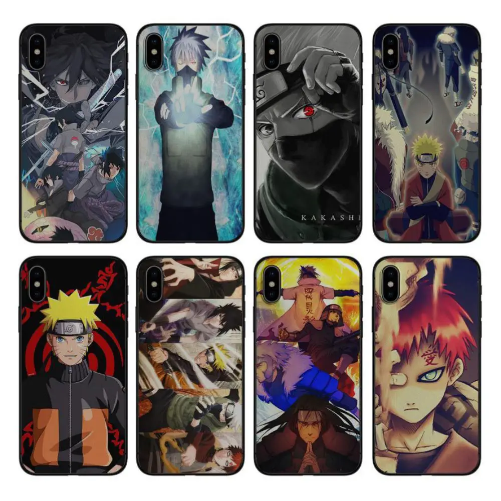 OUTMIX логотип Akatsuki Наруто Мобильные Телефоны задняя ТПУ Черный чехол для iPhone XR 7 8 6 6S