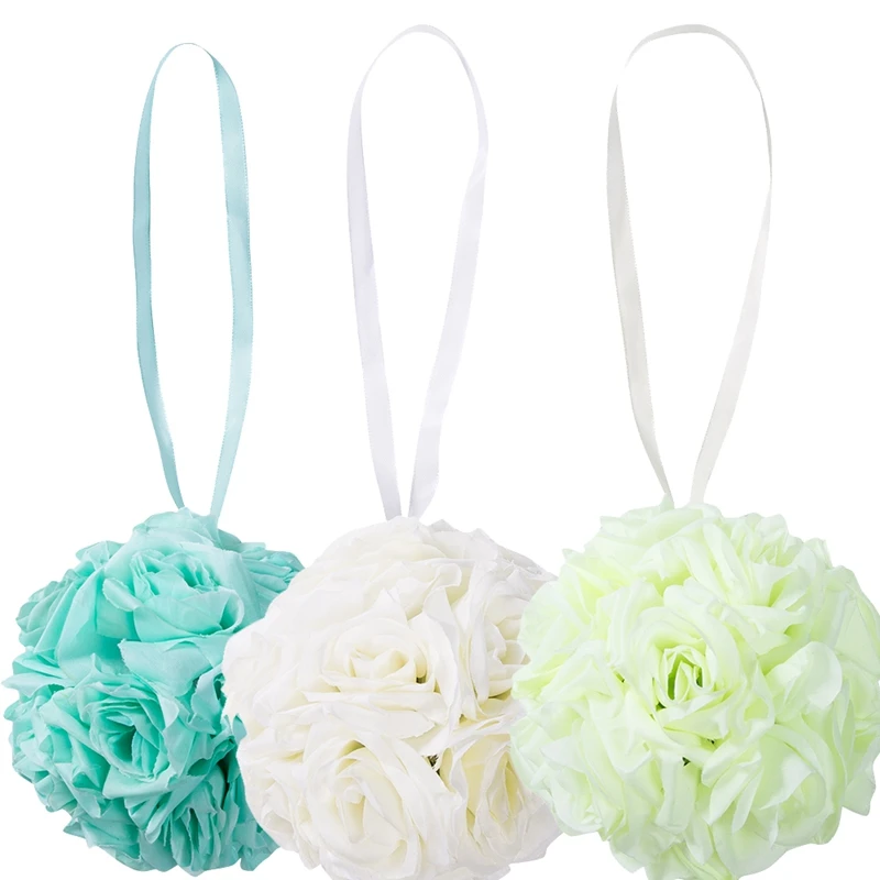 Цветок целовать мяч свадебные шелковые розы вечерние Pomander подвесные украшения