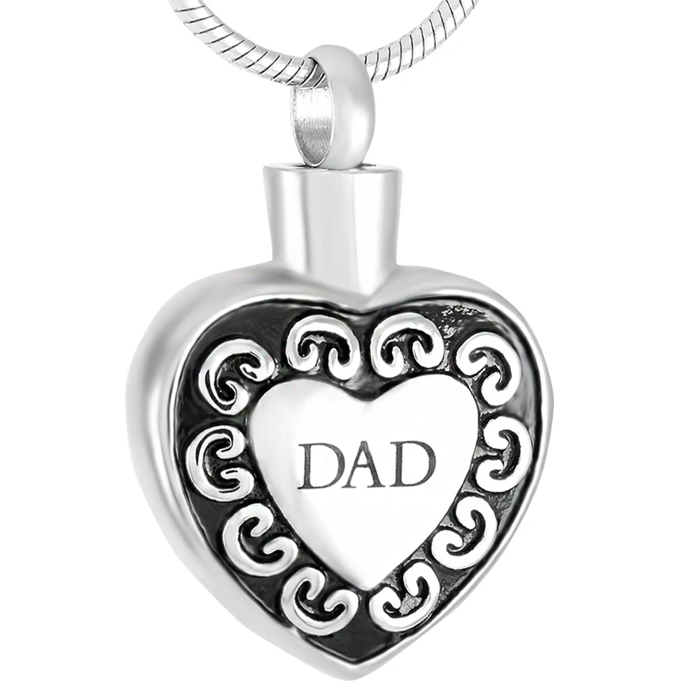 

IJD8474 Heart Suspension Stainless Steel Black Color Memorial Ash Keepsake Cremation Jewelry Accessories for DAD