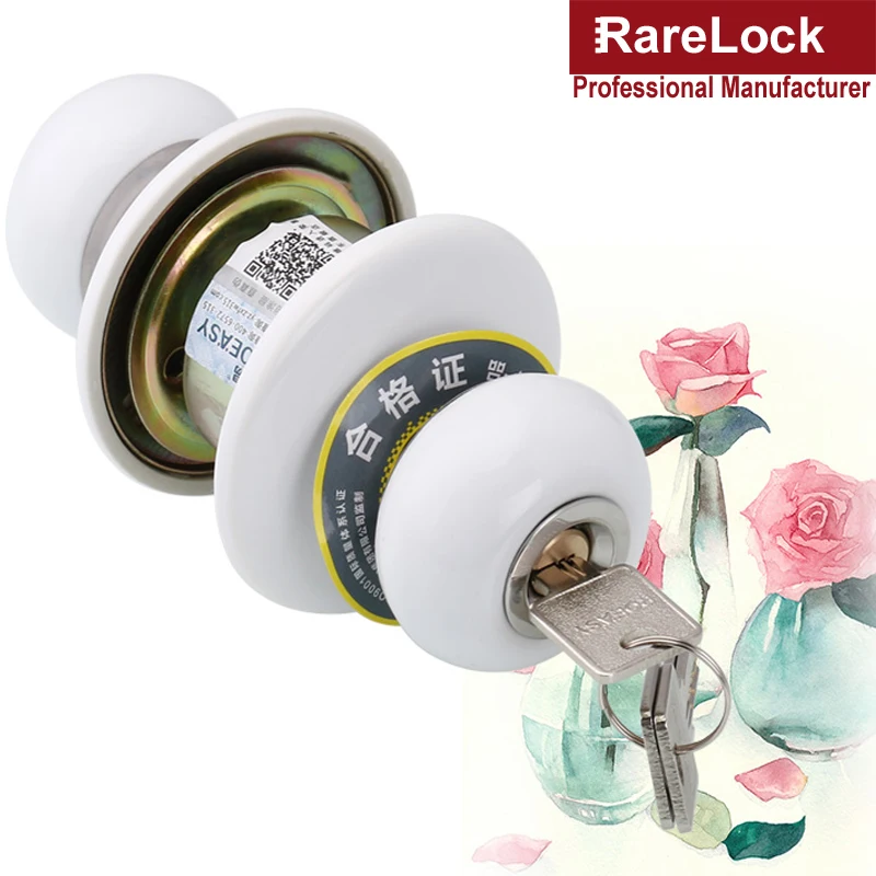Белый керамический Сферический замок MMS417 для межкомнатной двери с ключами и