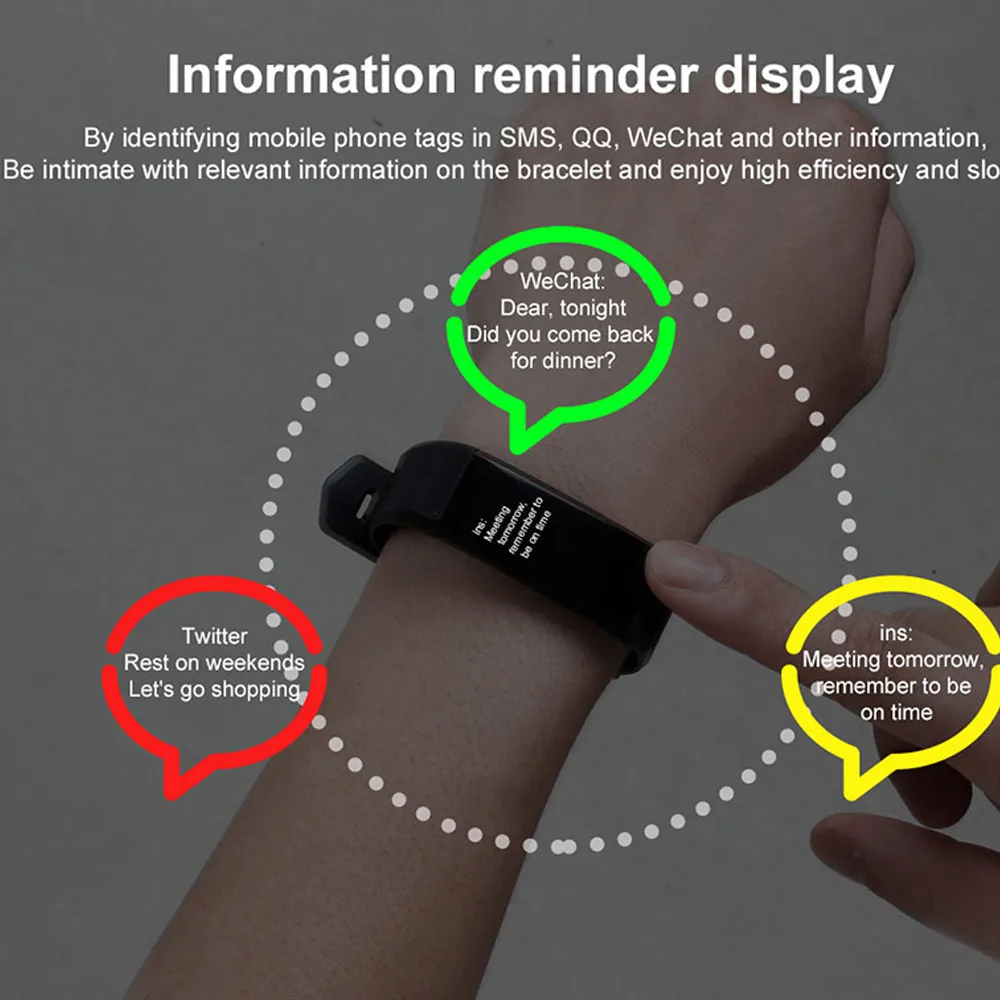 Фитнес трекер ID115 Plus кровяное давление Smartband водонепроницаемый монитор