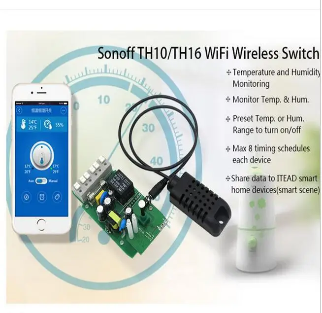 Itead Sonoff TH10A монитор температуры и влажности WiFi беспроводной умный переключатель