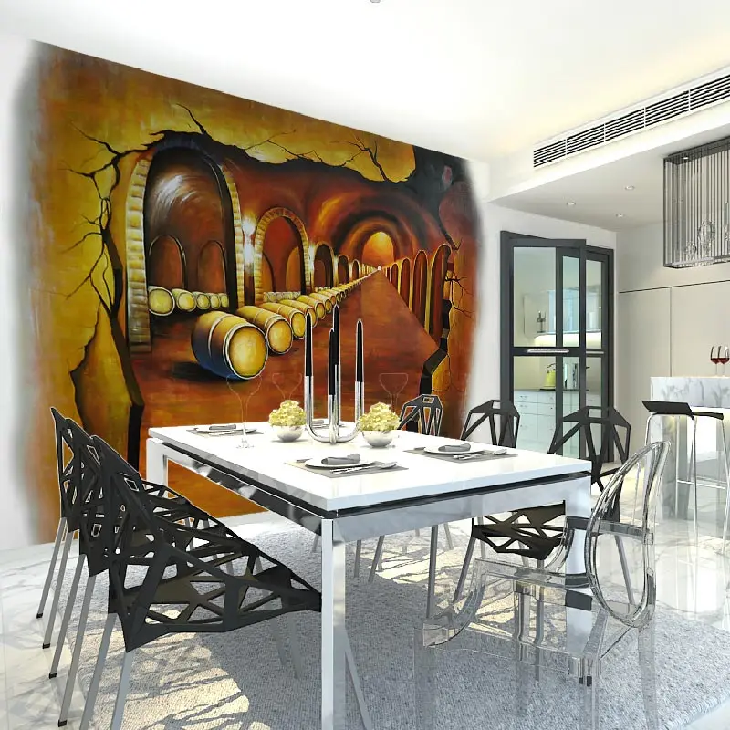 Домашний бар Декор настенная бумага 3D винтажный винный погреб картина маслом