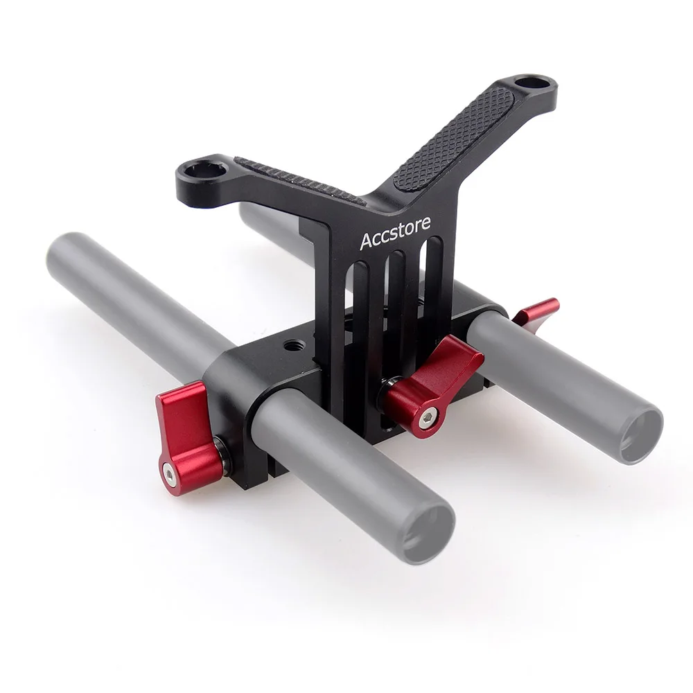 ACCSTORE Long Lens Support Height Adjustable 15mm Rod Clamp for DSLR Telephoto Rail System Follow Rig(Red Knob) | Электроника