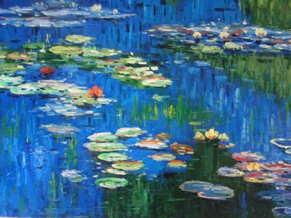 

100%Handmade Claude Monet Lillies Oil Painting 30x20 NOT a print poster