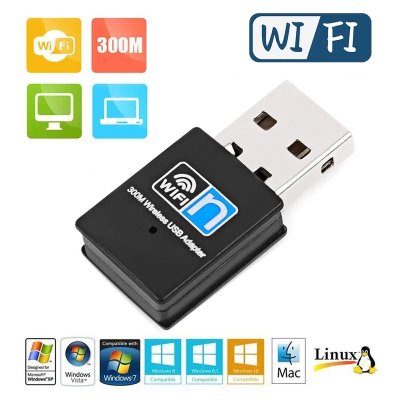 Беспроводной USB WiFi адаптер 300mbps антенна Lan Сетевой приемник карты с CD драйвером