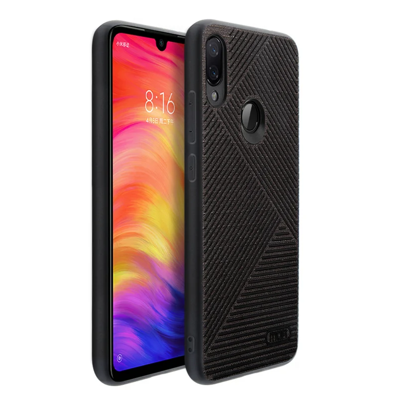 Чехол для xiaomi redmi note 7 pro, чехол MOFI для xiaomi note 7 global Liquid Silicone в полоску, чехол для задней панели note 7Pro, полный Чехол - Цвет: Black