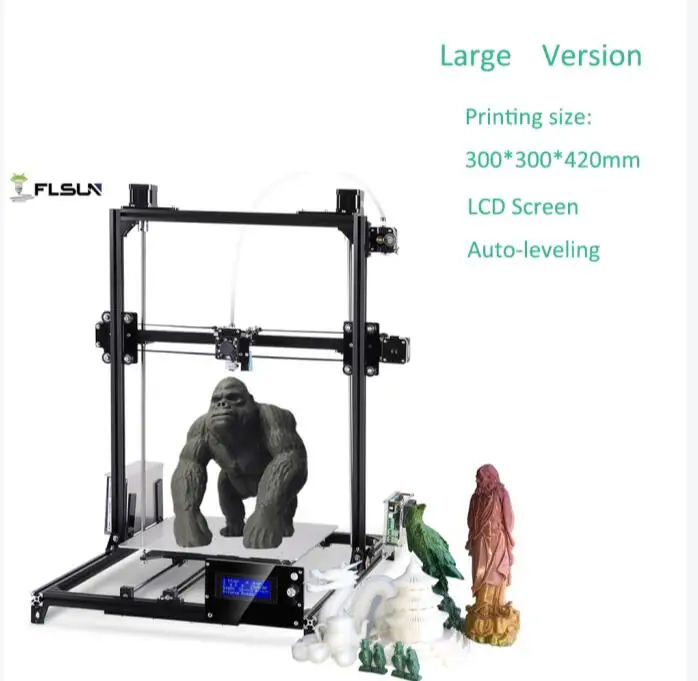 Flsun 3d принтер I3 комплект Полный металлический размера плюс 300x300x420 мм двойной экструдер сенсорный авто-выравнивание 3d принтер с подогревом - Цвет: PLUS Auto Printer