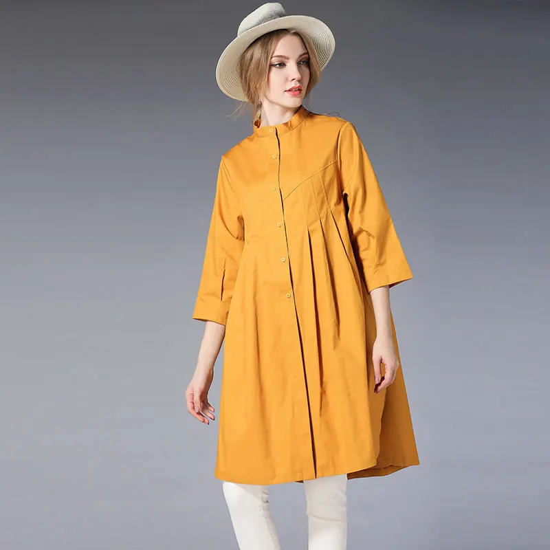[HG] 2019 Spring Summer Korea Fashion New Women O-neck Full Sleeve Shirt Female Long Solid Color Casual Pleated Blouse DLL1304 |