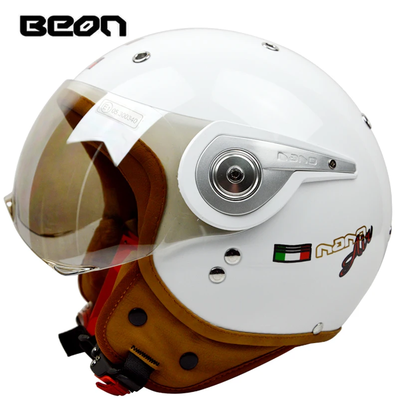 Винтажный мотоциклетный шлем Beon для женщин и мужчин скутер в стиле ретро 3/4