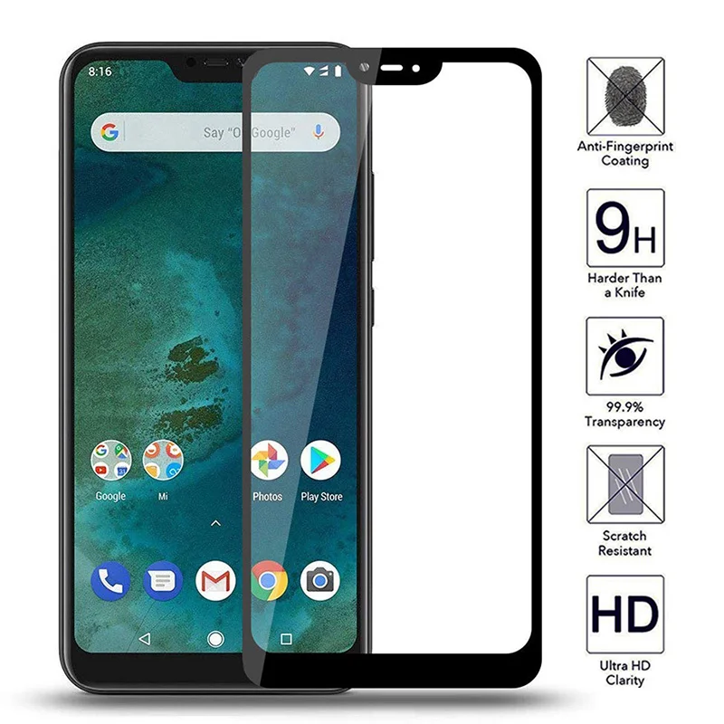 Защитное стекло для Xiaomi Mi A2 Lite экрана Xiomi закаленное с полным покрытием xaomi