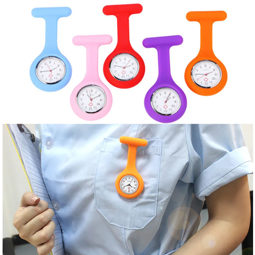 2019 Fashion Hot Sell Pocket Watches Silicone Quartz Nurse Watch Brooch Tunic Fob Clock Doctor Medical Multiple Colour | Наручные часы