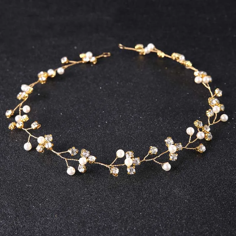 Gold/Silver Color Crystal Headband Pearl Tiaras de Noiva Hair Jewelry Women Headpiece Ornaments Wedding Accessories VL | Украшения и