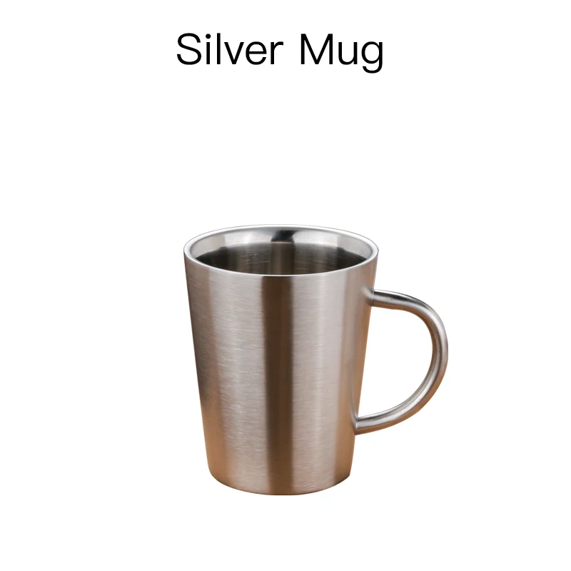 silver mug 304 кружка из нержавеющей стали с медным покрытием, двойная изоляционная лента, ручка, Золотая кофейная чашка, одноцветная, большая емкость, чашка из розового золота - Цвет: silver mug