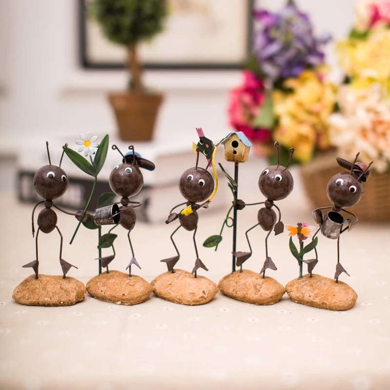 3pcs/lot Type Mini Handmade Act Deco Painted Sheet Metal Ants Festival Wedding Marriage Home Furnishing Articles Gift | Дом и сад