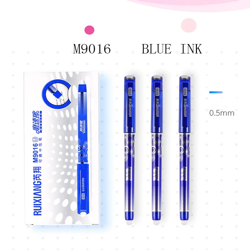 M9016 BLUE 12 шт./лот, многоцветная ручка Kawaii Frixion для школы и офиса, стираемая гелевая ручка, 0,5 мм, кристально-синяя, черная, гладкая ручка для письма, Nuetral Mosuca Gelpen - Цвет: M9016 BLUE