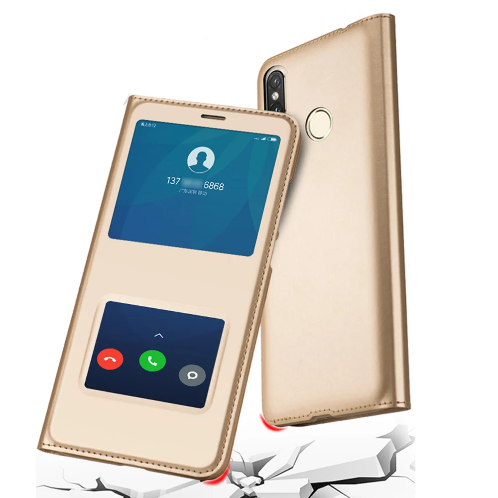 Кожаный чехол книжка для Xiao mi Red Note 7 6 Pro A 6A A2 Lite Note7 телефона с окошком|Чехлы-книжки|