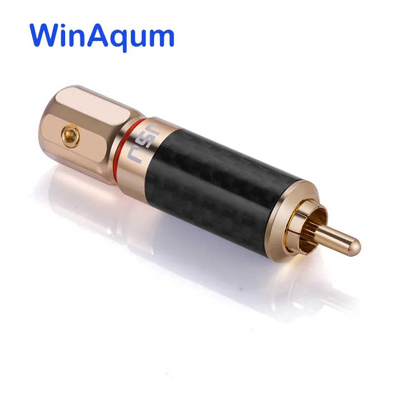 WinAqum позолоченная RCA Вилка самоблокирующаяся Спайка RCA коаксиальный Шасси Панель Крепление мужской разъем металлический разъем