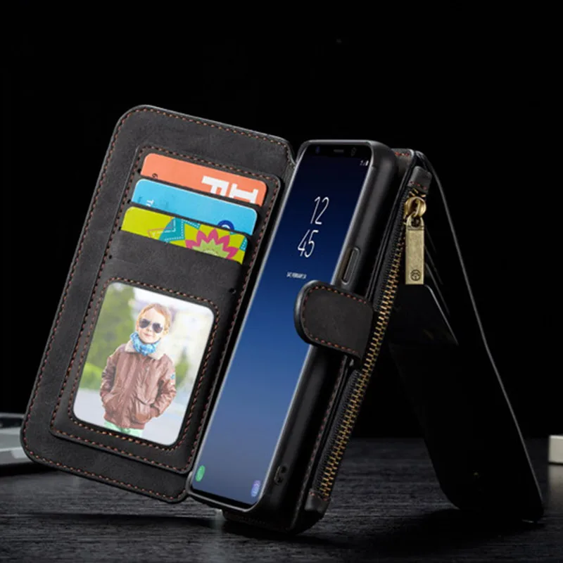 Роскошный кожаный флип-чехол для samsung Galaxy S9 Plus, многофункциональный кошелек на молнии, чехол для телефона samsung Galaxy S9 S 9, чехол