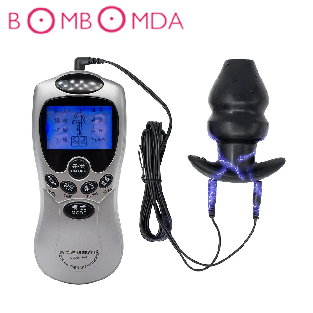 Электрический шок силиконовые полые Анальная пробка фаллоимитатор вибраторы