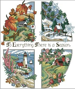 

Needlework 14CT 16CT 18CT Cross Stitch, DIY Count Cross Stitch, Embroidery Set,four seasons