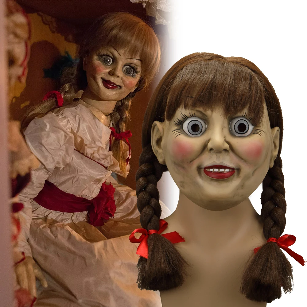 

2019 The Conjuring Annabelle Mask Latex Cosplay Halloween Scary Movie Adult Mask Props
