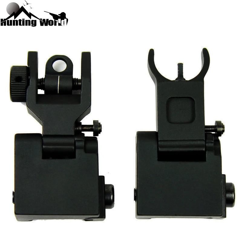 

Tactical Flip Up Front Rear Iron Sight set Rapid Transition A2 Mil Spec Folding Sight fits Picatinny and Weaver Rails for Huning