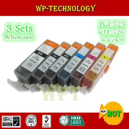 

18PK Compatible ink cartridge suit for PGI725 CLI726 suit for Canon IP4870 IX6560 MG6170 MG6270 MG8170 etc 6 colors