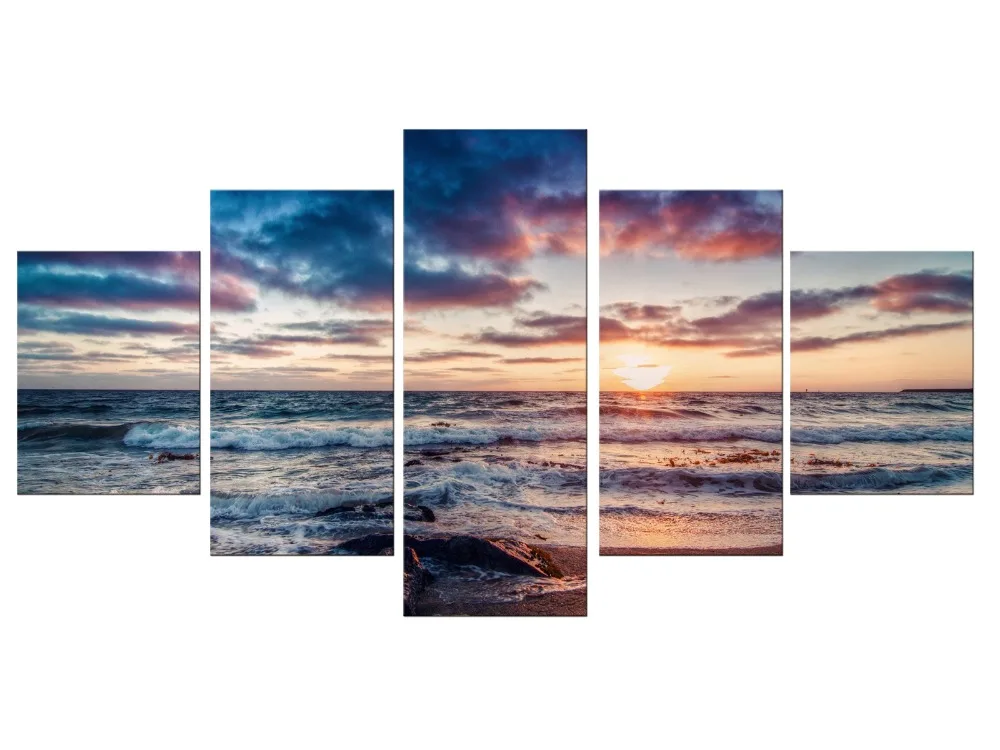 5 шт. закат на море Современный домашний декор для стен холст картина искусство HD