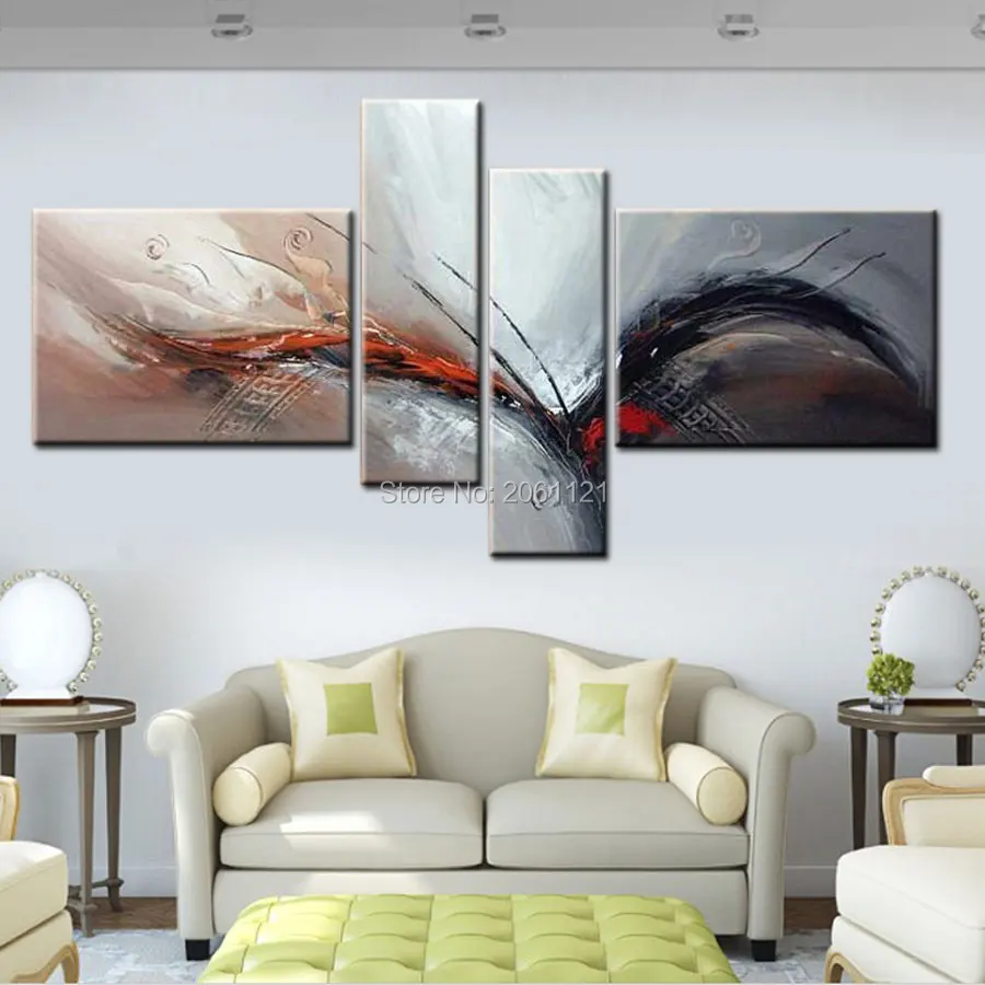 Картина абстрактная на стену с изображением птиц 4 шт. | Дом и сад