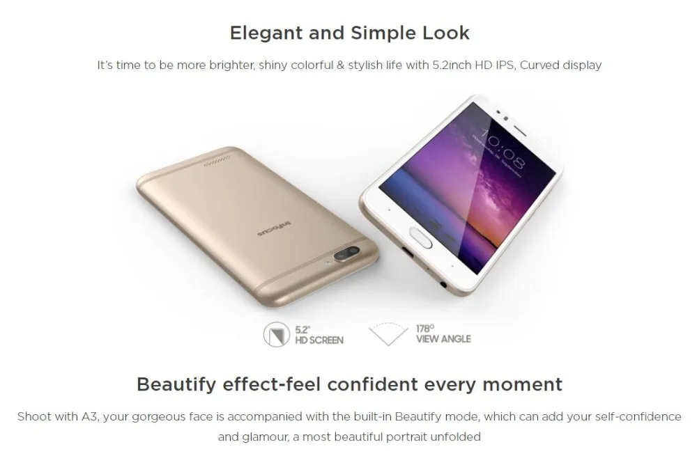 Мобильный телефон Infocus A3 4G FDD LTE Android 7,0 MT6737W четырехъядерный 5," 1280x720 2G ram 16G rom 13MP