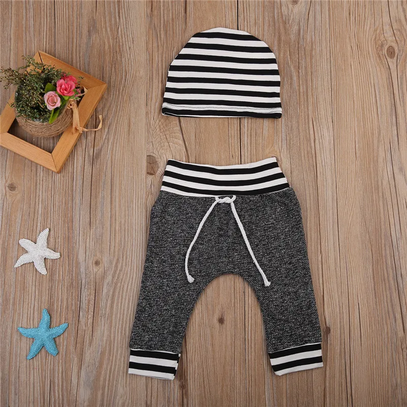 Emmababy Baby Leggings for boys Pants 2017 Brand boy Kids Clothes Robe Enfant Skinny Cotton Children Trousers+hat |