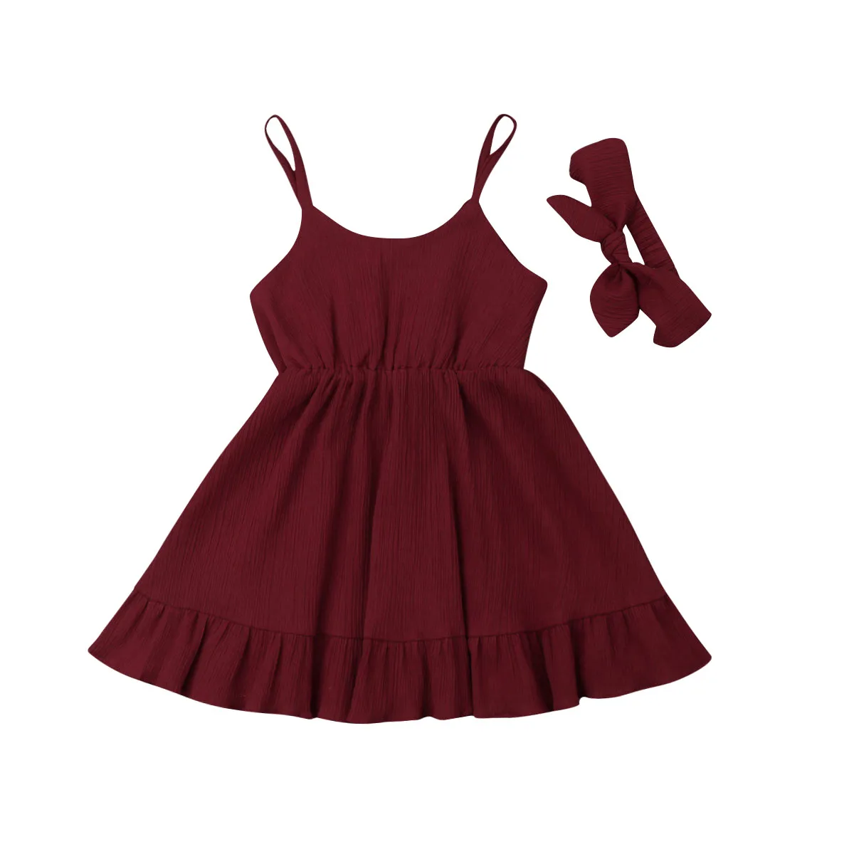 Summer Toddler Baby Girls Party Dress Ruffle Solid Sundress Clothes Outfits 1-6Y | Детская одежда и обувь