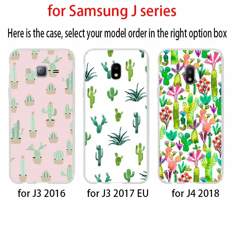 Силиконовый чехол с изображением кактуса для Samsung J8 J4 J6 Plus 2018 J5 J3 J7 2017 EU 2016 Prime |
